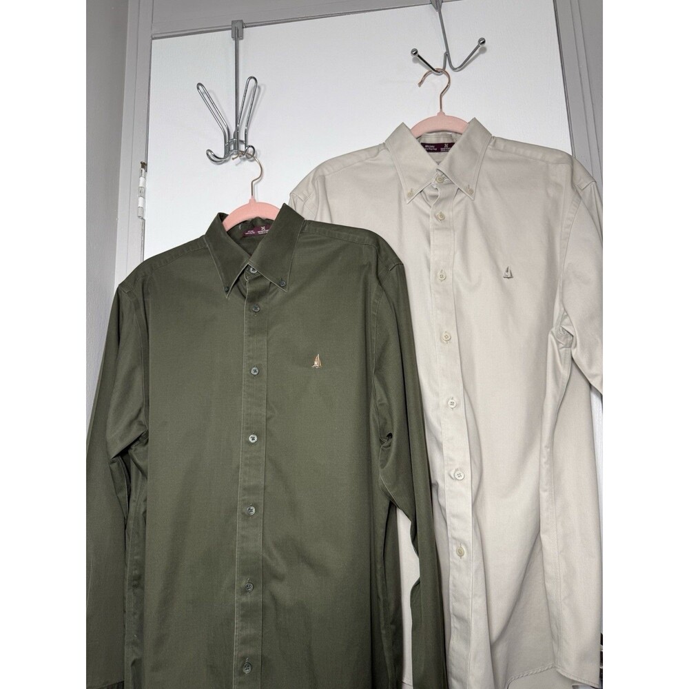 Nordstrom Smartcare Button Down Sailboat Dress Shirt 100% Cotton- Lot of 2-Mediu